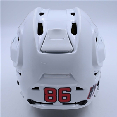 Jack Hughes - Game-Worn White, Bauer Helmet w/ Bauer Shield - 2022-23 NHL Regular Season and 2023 Stanley Cup Playoffs