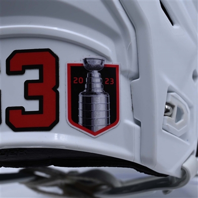 Jesper Bratt - Game-Worn White, Bauer Helmet w/ Bauer Shield - 1st NHL Playoff Point - 2022-23 NHL Regular Season and 2023 Stanley Cup Playoffs