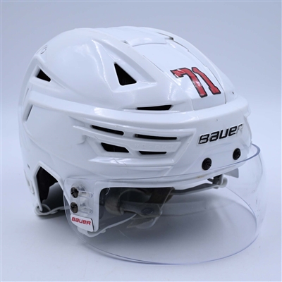 Jonas Siegenthaler - Game-Worn White, Bauer Helmet w/ Bauer Shield - 2022-23 NHL Regular Season and 2023 Stanley Cup Playoffs