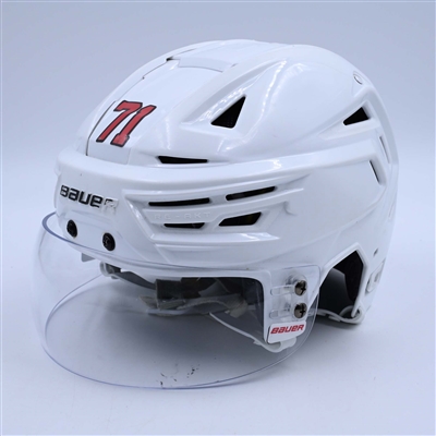 Jonas Siegenthaler - Game-Worn White, Bauer Helmet w/ Bauer Shield - 2022-23 NHL Regular Season and 2023 Stanley Cup Playoffs