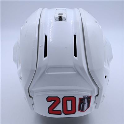 Michael McLeod - Game-Worn White, Bauer Helmet w/ Bauer Shield - 2022-23 NHL Regular Season and 2023 Stanley Cup Playoffs