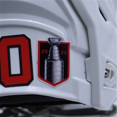 Michael McLeod - Game-Worn White, Bauer Helmet w/ Bauer Shield - 2022-23 NHL Regular Season and 2023 Stanley Cup Playoffs