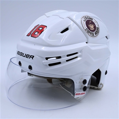 Ondrej Palat - Game-Worn White, Bauer Helmet w/ Bauer Shield - 2022-23 NHL Regular Season and 2023 Stanley Cup Playoffs