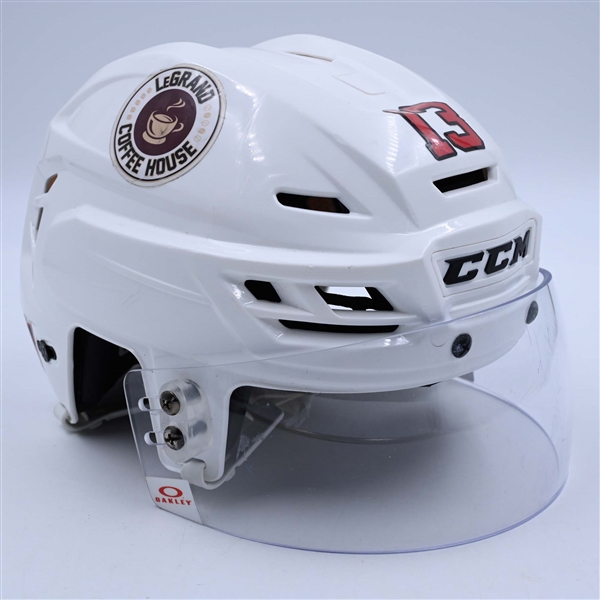 Nico Hischier - Game-Worn White, CCM Helmet w/ Oakley Shield - 2022-23 NHL Regular Season and 2023 Stanley Cup Playoffs
