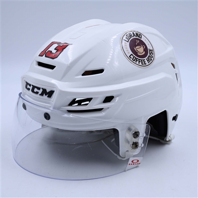 Nico Hischier - Game-Worn White, CCM Helmet w/ Oakley Shield - 2022-23 NHL Regular Season and 2023 Stanley Cup Playoffs