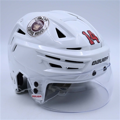 Nathan Bastian - Game-Worn White, Bauer Helmet w/ Bauer Shield - 2022-23 NHL Regular Season and 2023 Stanley Cup Playoffs