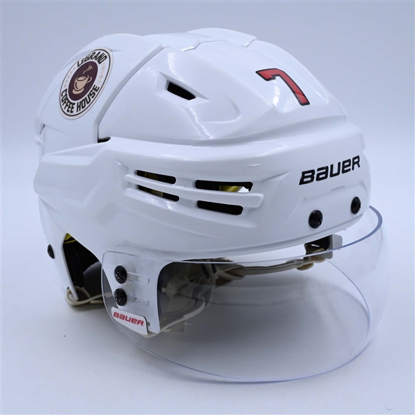 Dougie Hamilton - Game-Worn White, Bauer Helmet w/ Bauer Shield - 2022-23 NHL Regular Season and 2023 Stanley Cup Playoffs
