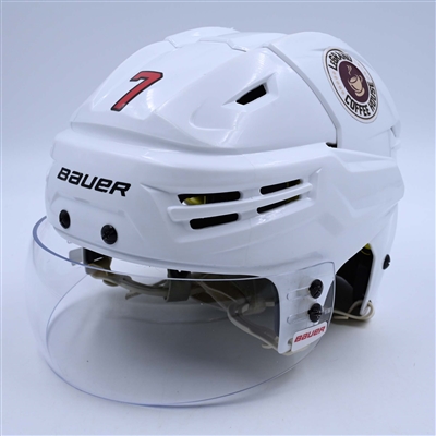 Dougie Hamilton - Game-Worn White, Bauer Helmet w/ Bauer Shield - 2022-23 NHL Regular Season and 2023 Stanley Cup Playoffs