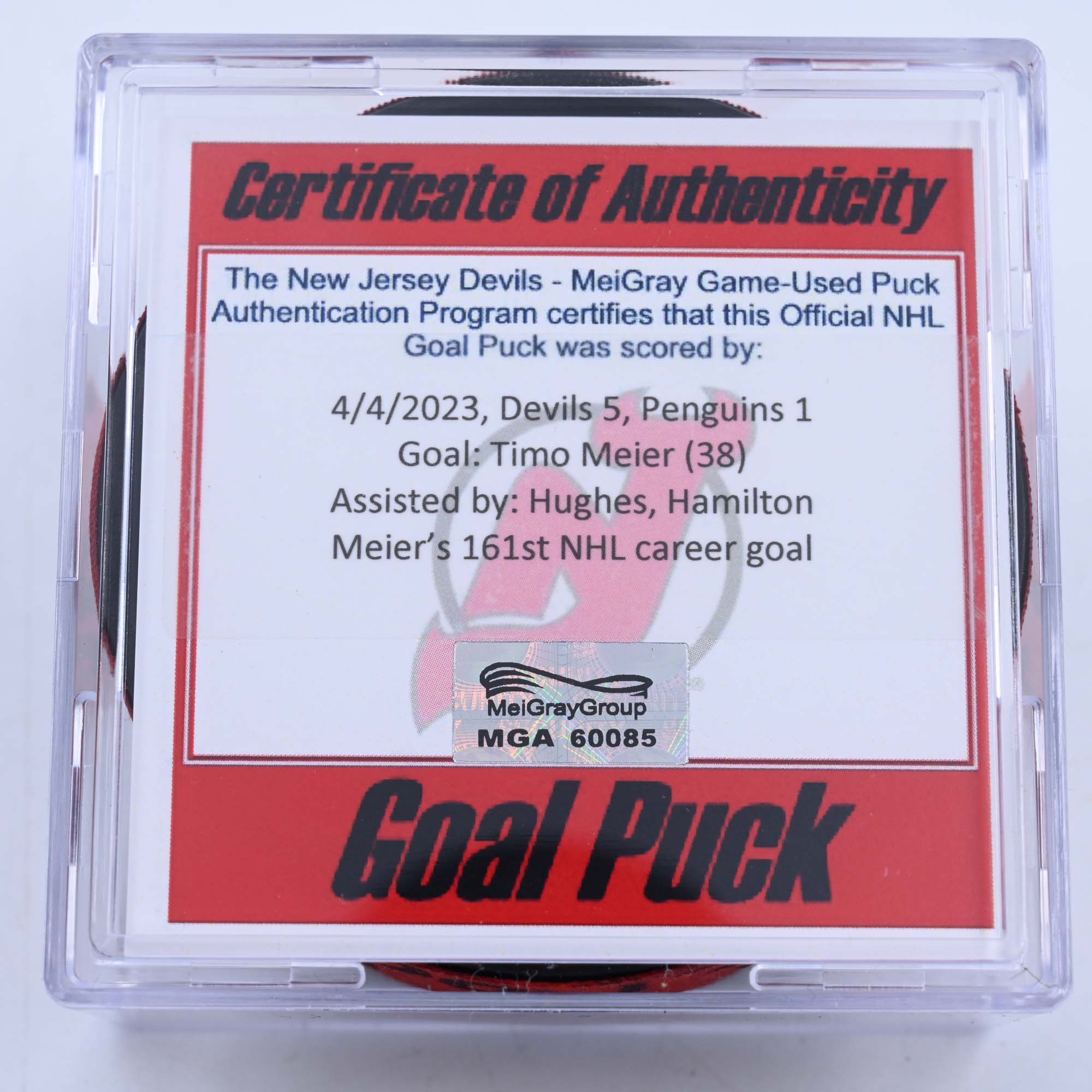 New Jersey Devils 40th Anniversary Official Game Hockey Puck