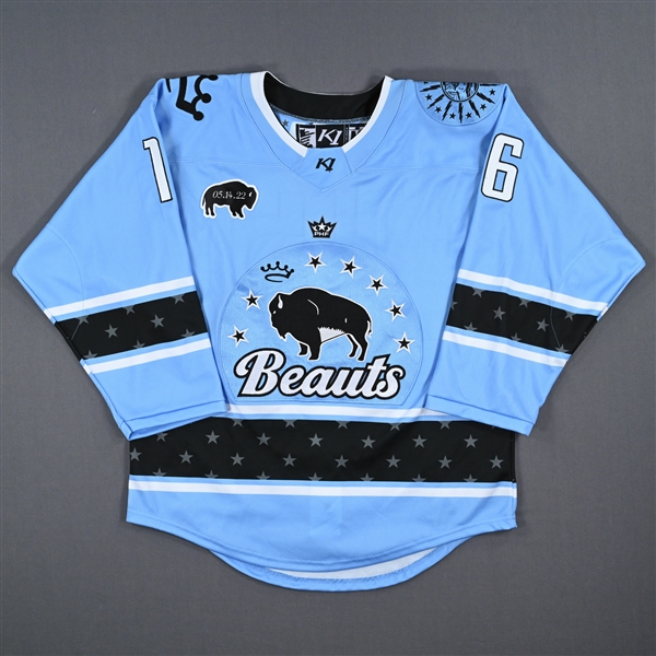 Emma Nuutinen - Buffalo Beauts - Game-Worn Blue Set 1 Jersey w/ May 14 Patch - One Game Only - Worn March 4, 2023