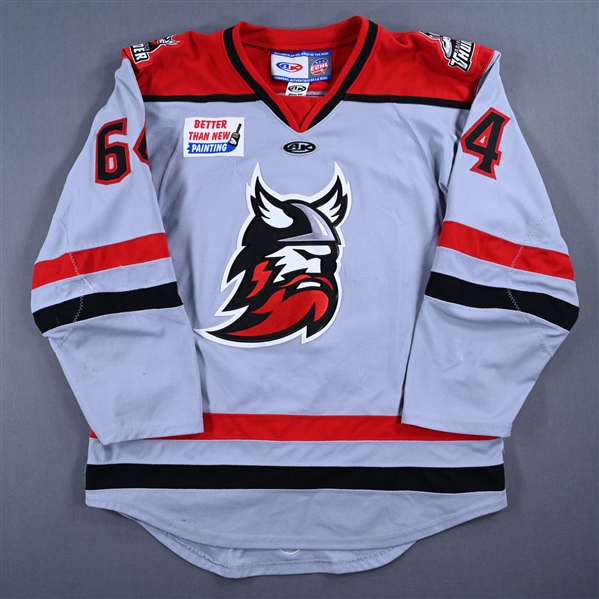 Brett Ouderkirk - Adirondack Thunder - Game-Worn Gray Jersey