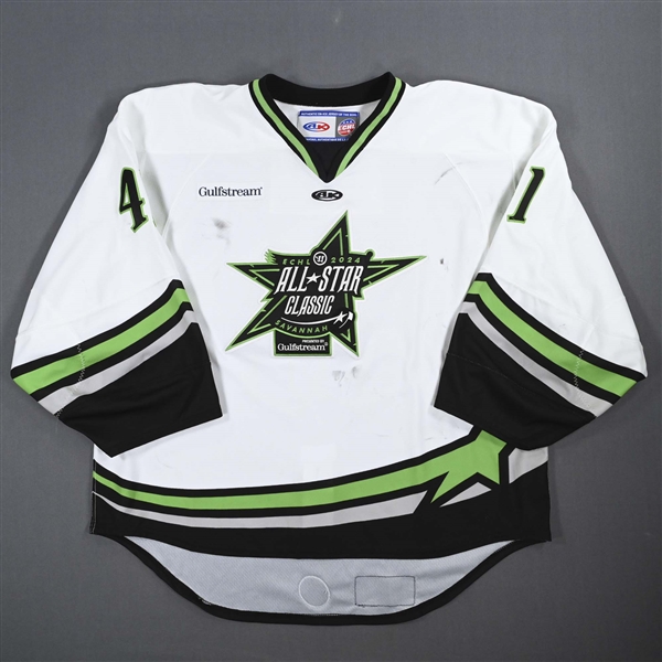 Peyton Jones - 2024 ECHL All-Star Classic - Game-Worn White Jersey - First Period - Autographed