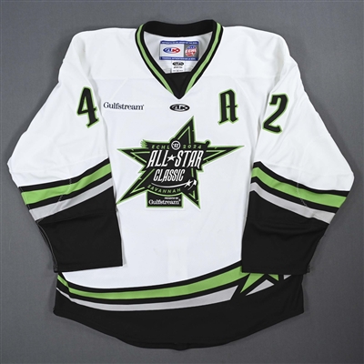 Alex Aleardi - 2024 ECHL All-Star Classic - Game-Worn White Jersey w/A - First Period - Autographed