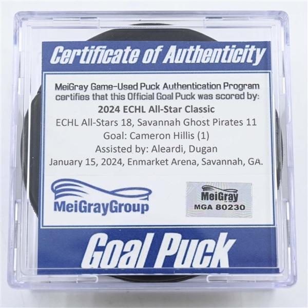 Cameron Hillis - Goal Puck - 2024 ECHL All-Star Classic - January 15, 2024