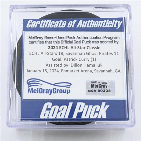 Patrick Curry - Goal Puck - 2024 ECHL All-Star Classic - January 15, 2024