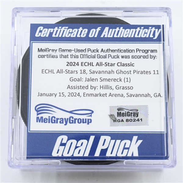 Jalen Smereck - Goal Puck - 2024 ECHL All-Star Classic - January 15, 2024