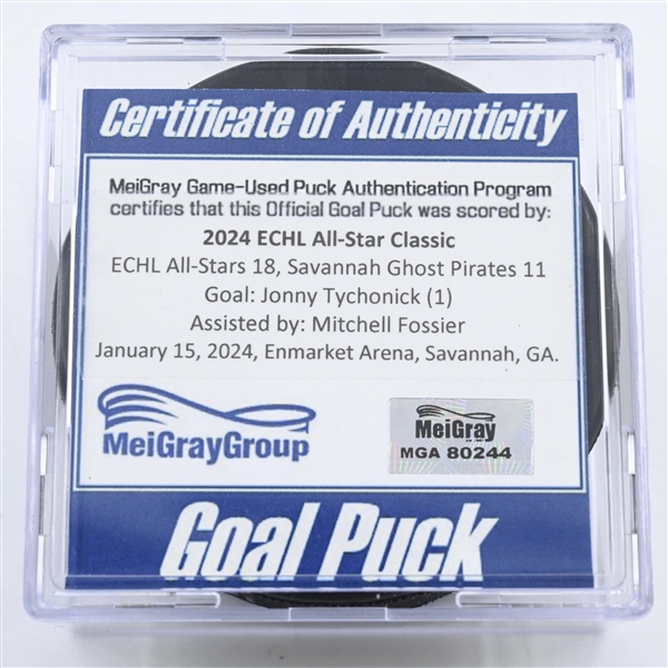 Jonny Tychonick - Goal Puck - 2024 ECHL All-Star Classic - January 15, 2024