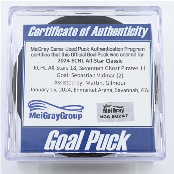 Sebastian Vidmar - Goal Puck - 2024 ECHL All-Star Classic - January 15, 2024