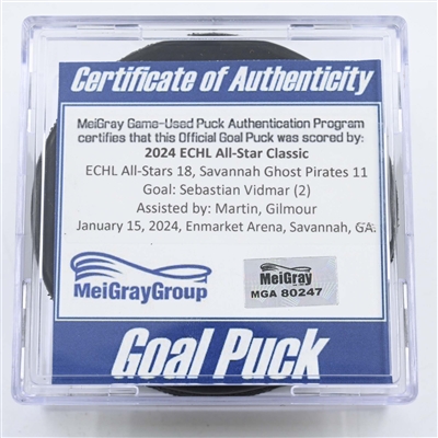 Sebastian Vidmar - Goal Puck - 2024 ECHL All-Star Classic - January 15, 2024