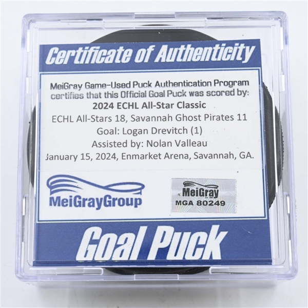 Logan Drevitch - Goal Puck - 2024 ECHL All-Star Classic - January 15, 2024