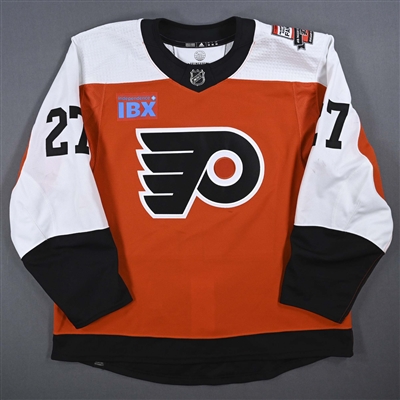 Noah Cates - Game-Worn Orange w/ Mark Recchi Flyers Hall of Fame Patch Jersey - January 27, 2024
