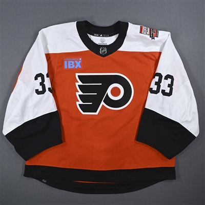 Samuel Ersson - Game-Worn Orange w/ Mark Recchi Flyers Hall of Fame Patch Jersey - January 27, 2024