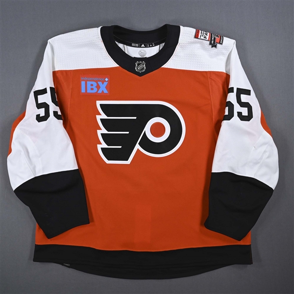 Rasmus Ristolainen - Game-Worn Orange w/ Mark Recchi Flyers Hall of Fame Patch Jersey - January 27, 2024