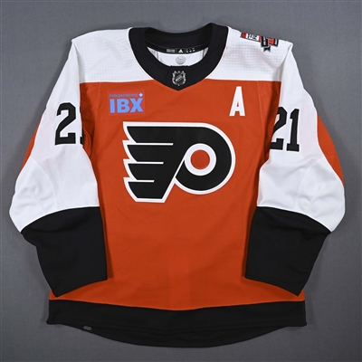 Scott Laughton - Game-Worn Orange w/A, w/ Mark Recchi Flyers Hall of Fame Patch - January 27, 2024
