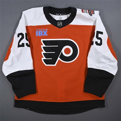 Ryan Poehling - Game-Worn Orange w/ Mark Recchi Flyers Hall of Fame Patch Jersey - January 27, 2024