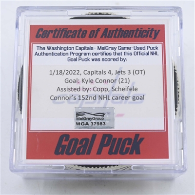 Kyle Connor - Winnipeg Jets - Goal Puck - January 18, 2022 vs. Washington Capitals (Capitals Logo) 