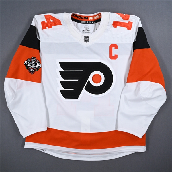 Sean Couturier - White w/C Photo Shoot-Worn Jersey - 2024 Stadium Series