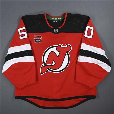 Nico Daws - Game-Worn Red w/ Sergei Brylin Ring of Honor Night Patch Jersey - January 20, 2024