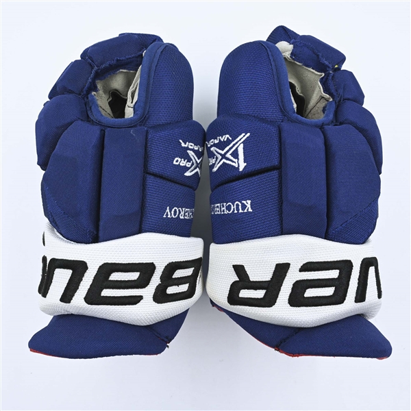 Nikita Kucherov - Tampa Bay Lightning - Blue Bauer Vapor 1X Pro Gloves - Autographed - Game- and/or Practice-Used -2016-2021 NHL Seasons