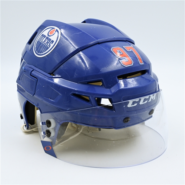 Connor McDavid - Edmonton Oilers - Blue, CCM Helmet w/ Oakley Shield - Photo-Matched to 5 Games including 50th Goal of Season - Dec. 23, 2022 through Feb. 27, 2023