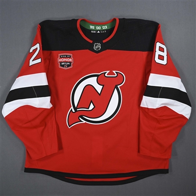 Timo Meier - Game-Worn Red w/ Sergei Brylin Ring of Honor Night Patch Jersey - January 20, 2024