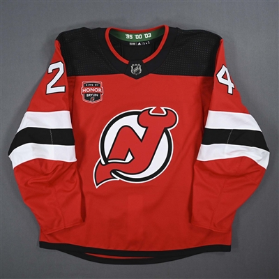 Colin Miller - Game-Worn Red w/ Sergei Brylin Ring of Honor Night Patch Jersey - January 20, 2024