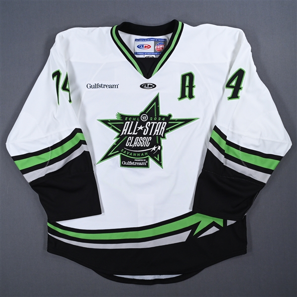 Connor Moore - 2024 ECHL All-Star Classic - Game-Worn White Jersey w/A - Second Period - Autographed