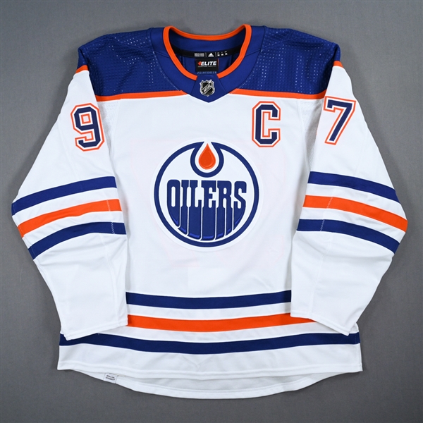 Connor McDavid -  Edmonton Oilers - Game-Worn White w/C Jersey - Worn November 20, 2023 @ Florida Panthers - 2-Goal Game