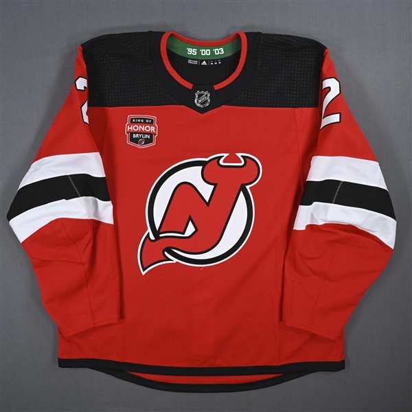 Brendan Smith - Game-Issued Red w/ Sergei Brylin Ring of Honor Night Patch Jersey - January 20, 2024