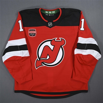 Chris Tierney - Game-Worn Red w/ Sergei Brylin Ring of Honor Night Patch Jersey - January 20, 2024
