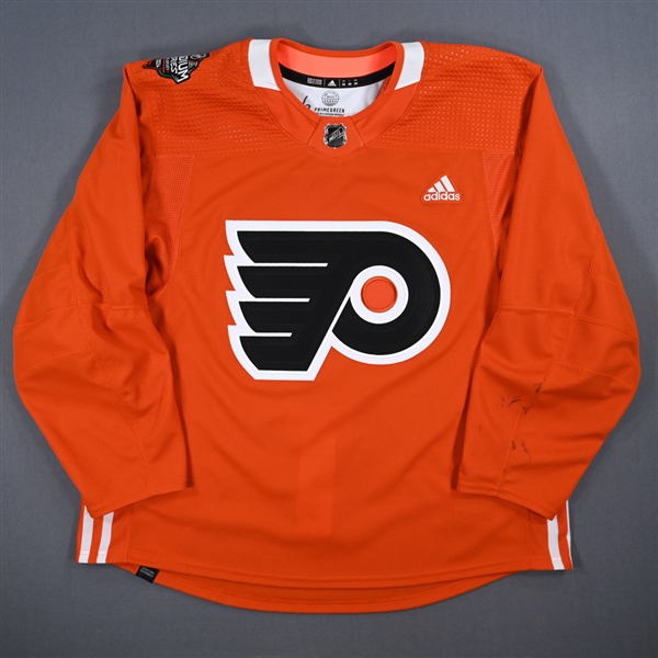 Travis Sanheim - Orange Practice-Worn Jersey - 2024 Stadium Series