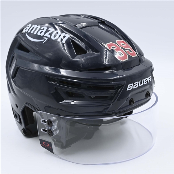 Ryker Evans - Navy, Bauer Helmet w/ Oakley Shield - Winter Classic - Worn on Mar. 21, 2024 and Mar. 24, 2024