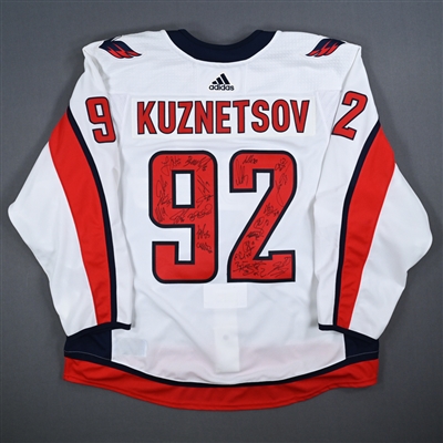 Team Signed - Evgeny Kuznetsov - Washington Capitals - White Game-Issued Jersey - 2017-18 NHL Season