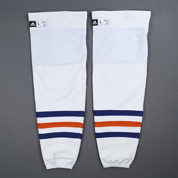 Connor McDavid - Edmonton Oilers -  White - adidas Socks - November 20, 2023 at Florida Panthers - PHOTO-MATCHED