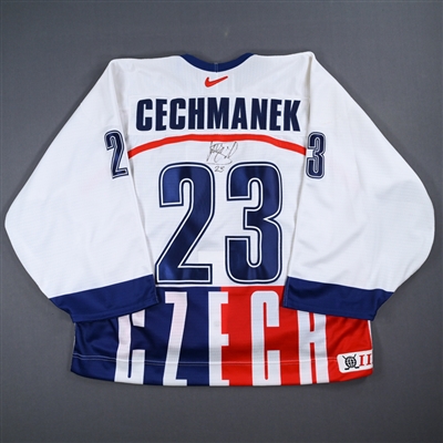 Roman Cechmanek - Team Czech Republic - White, Autographed Authentic Jersey 