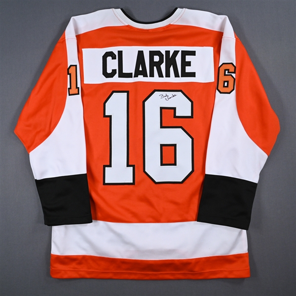 Bobby Clarke - Philadelphia Flyers - Orange, Autographed Replica Jersey 