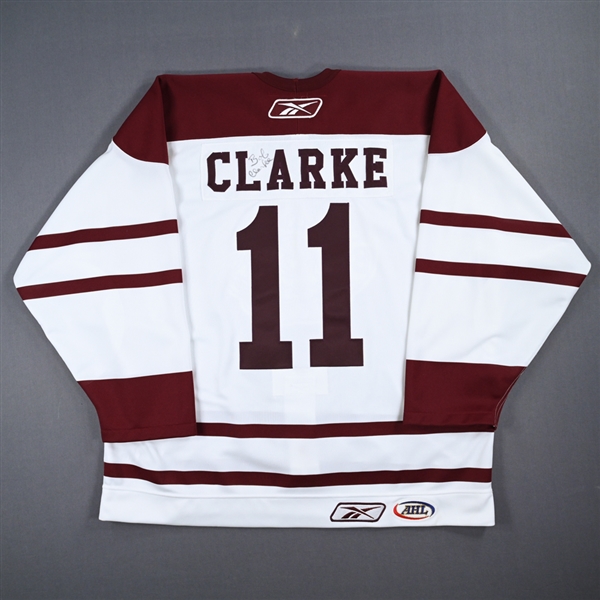 Bobby Clarke - Philadelphia Phantoms - White, Autographed Flin Flon Bombers Authentic Jersey 