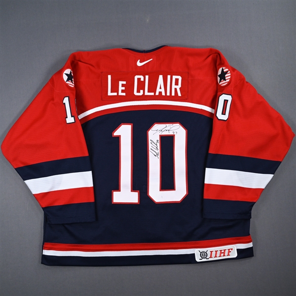 John LeClair - Team USA - Blue, Autographed Authentic Jersey 