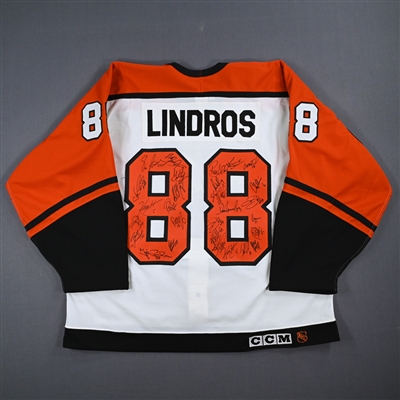 Eric Lindros - Philadelphia Flyers - White, Team Autographed Authentic Jersey - 1995-96 NHL Season