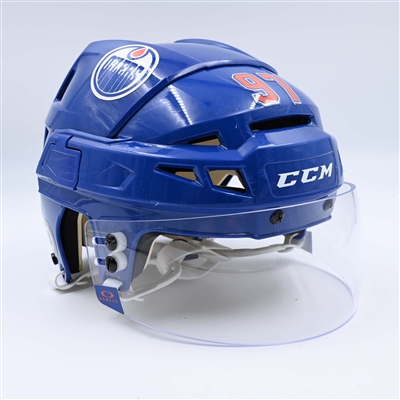 Connor McDavid - Edmonton Oilers - Blue, CCM Helmet w/ Oakley Shield - Photo-Matched to the 2024 NHL All-Star Skills Competition